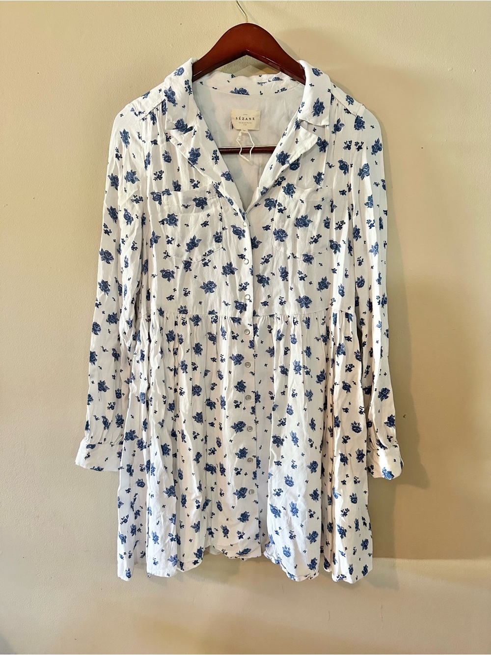 NWOT Sezane Aurora Dress in Blue Rose, Sz 36